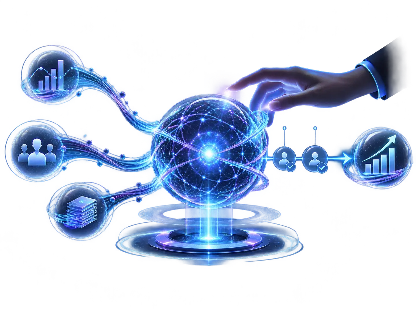 AI connecting business signals into a clear growth path