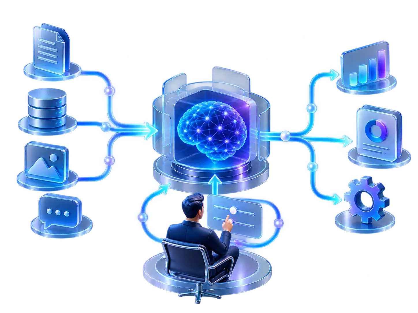 Artificial intelligence embedded within a governed business workflow