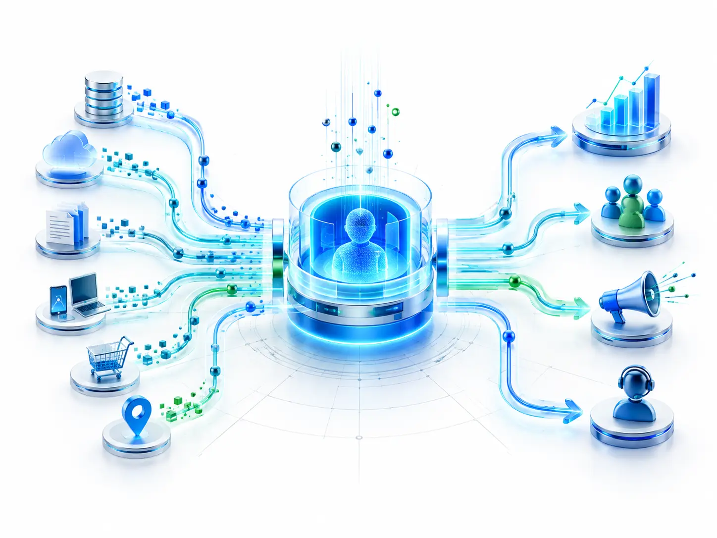 Fragmented customer data unified into an actionable customer profile system