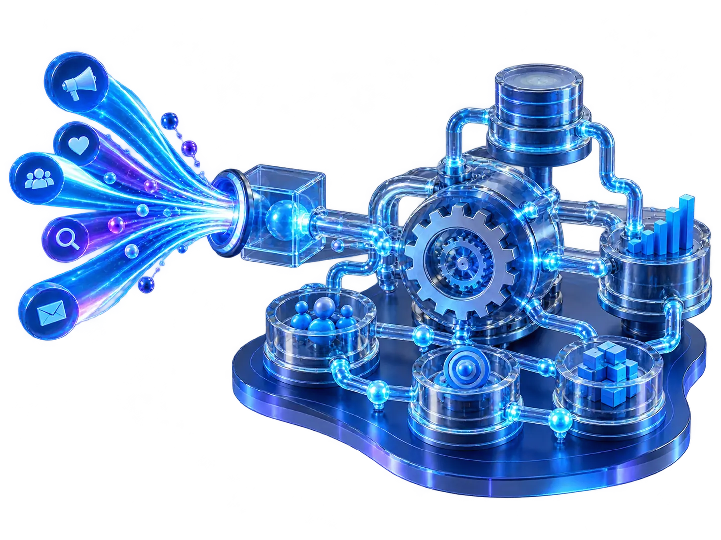 Connected business capabilities converging into one measurable growth system
