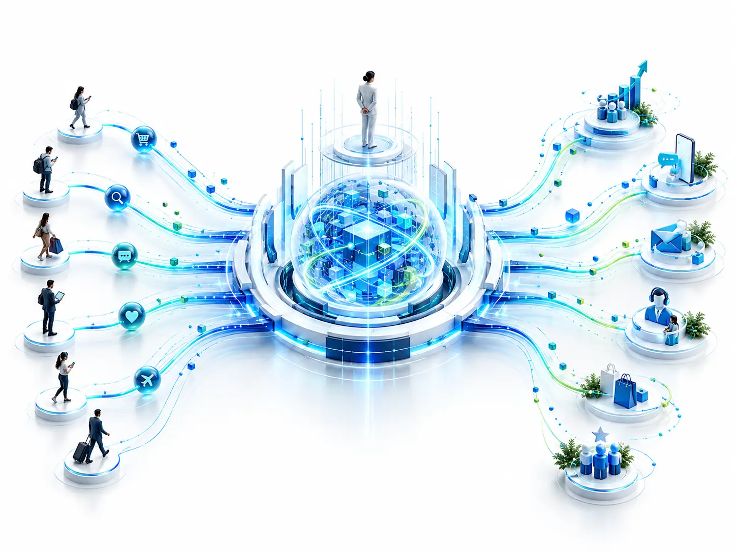 Behavioural triggers and governed actions connected through a marketing automation lifecycle