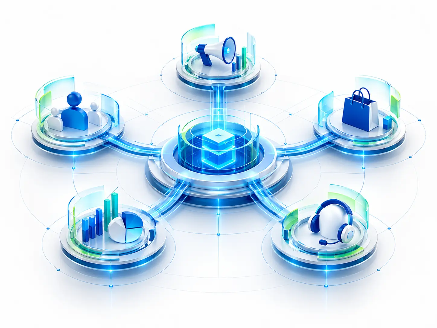 Marketing technology modules connected through a coherent integration architecture